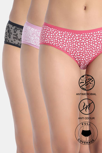 Buy Zivame Low Rise Full Coverage Hipster Panty (Pack of 3) - Multicolor
